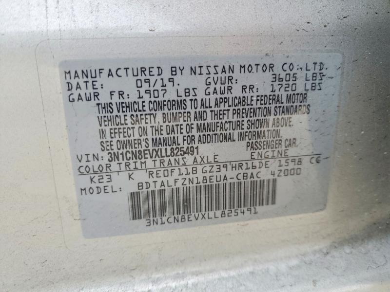 Продаж на аукціоні авто 2020 Nissan Versa, vin: 3N1CN8EVXLL825491, номер лоту: 49611056