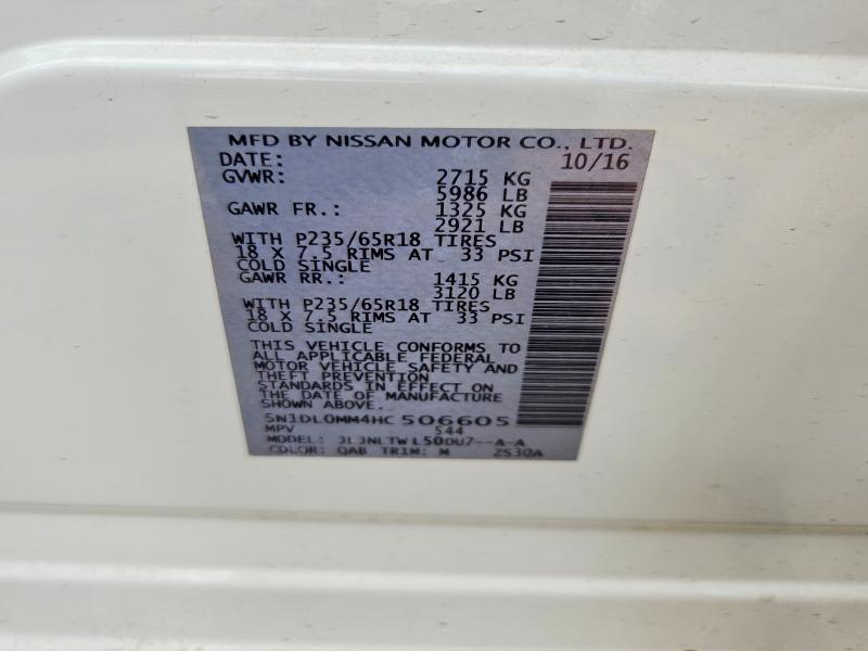 Aukcja sprzedaży 2017 Infiniti Qx60, vin: 5N1DL0MM4HC506605, numer aukcji: 47812436