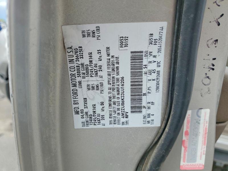 Aukcja sprzedaży 2003 Mercury Mountaineer, vin: 4M2ZU86K33UJ16206, numer aukcji: 50177416