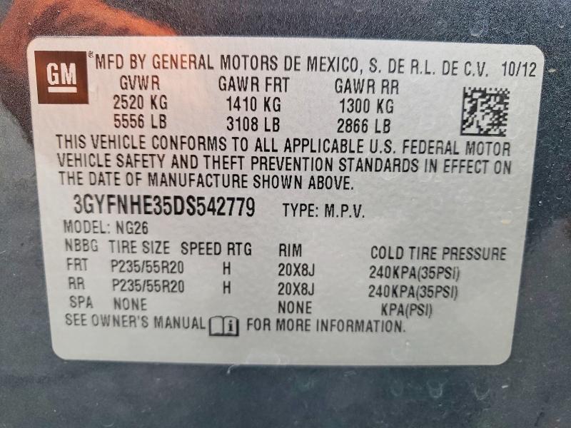Aukcja sprzedaży 2013 Cadillac Srx, vin: 3GYFNHE35DS542779, numer aukcji: 50601336