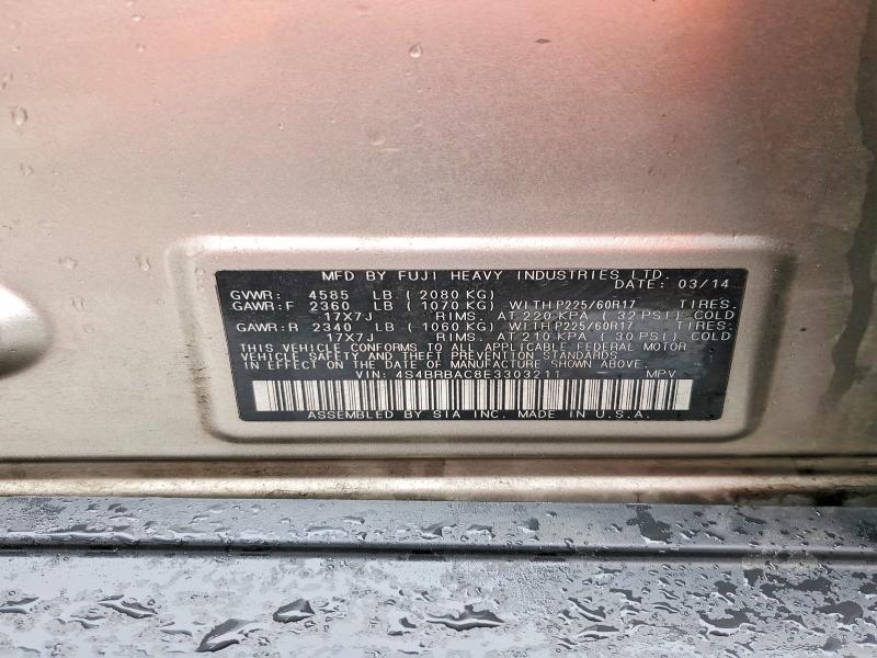 Aukcja sprzedaży 2014 Subaru Outback, vin: 4S4BRBAC8E3303211, numer aukcji: 47946186