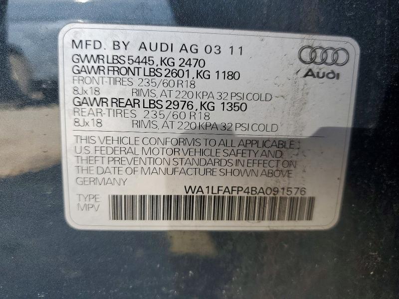 Продажа на аукционе авто 2011 Audi Q5, vin: WA1LFAFP4BA091576, номер лота: 48768136