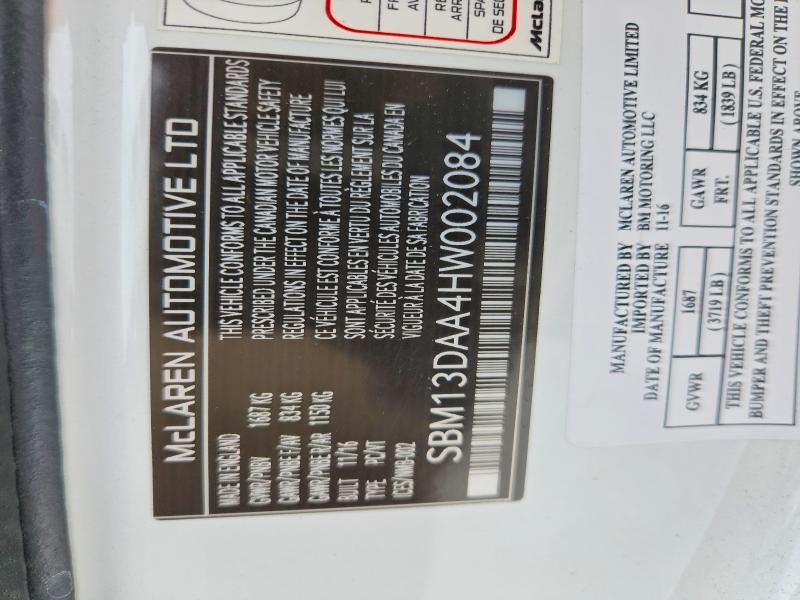 Продажа на аукционе авто 2017 Mclaren Automotive 570s, vin: SBM13DAA4HW002084, номер лота: 49779516