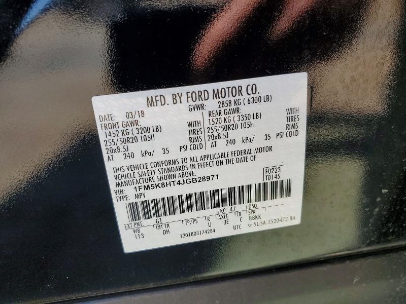 Aukcja sprzedaży 2018 Ford Explorer, vin: 1FM5K8HT4JGB28971, numer aukcji: 51298206