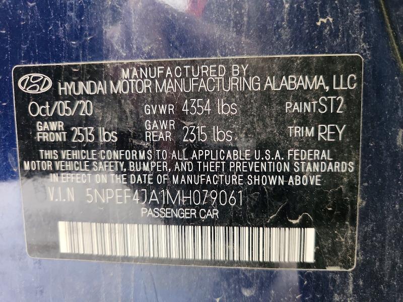 Продаж на аукціоні авто 2021 Hyundai Sonata, vin: 5NPEF4JA1MH079061, номер лоту: 49706896