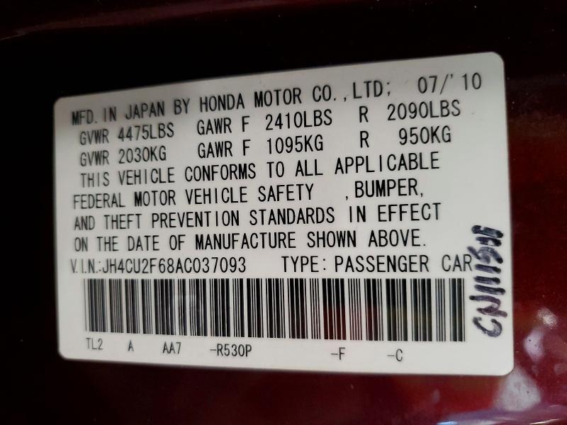 Aukcja sprzedaży 2010 Acura Tsx, vin: JH4CU2F68AC037093, numer aukcji: 50614636