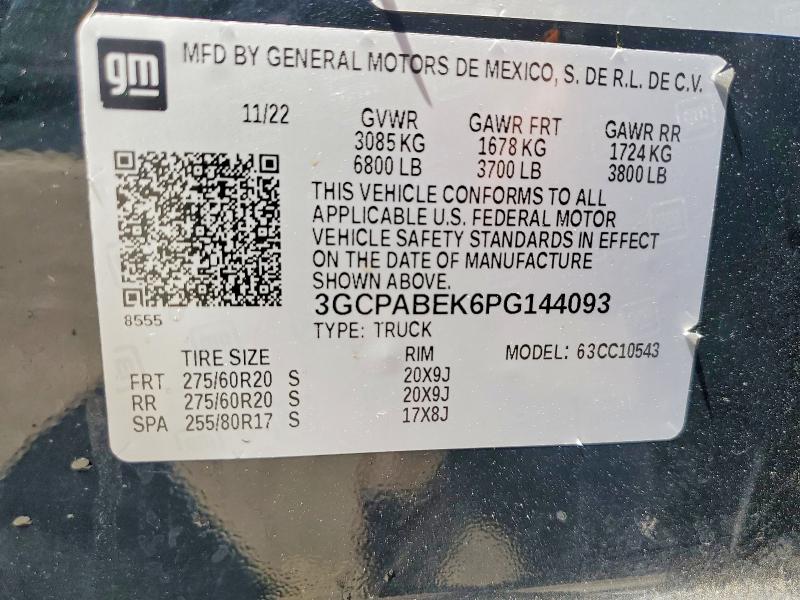 Продажа на аукционе авто 2023 Chevrolet Silverado, vin: 3GCPABEK6PG144093, номер лота: 48536256
