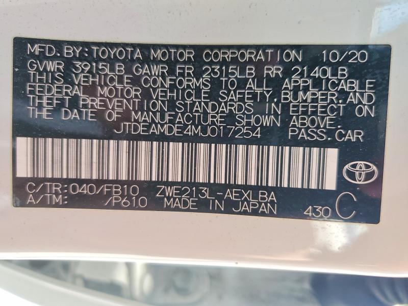 Продажа на аукционе авто 2021 Toyota Corolla, vin: JTDEAMDE4MJ017254, номер лота: 49971326