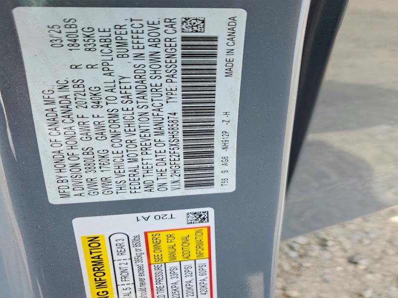 Продажа на аукционе авто 2025 Honda Civic, vin: 2HGFE2F5XSH585874, номер лота: 51379826