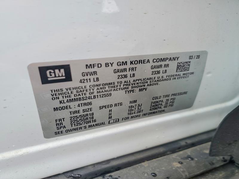 51400586 :رقم المزاد ، KL4MMBS24LB112559 vin ، 2020 Buick Encore Gx مزاد بيع