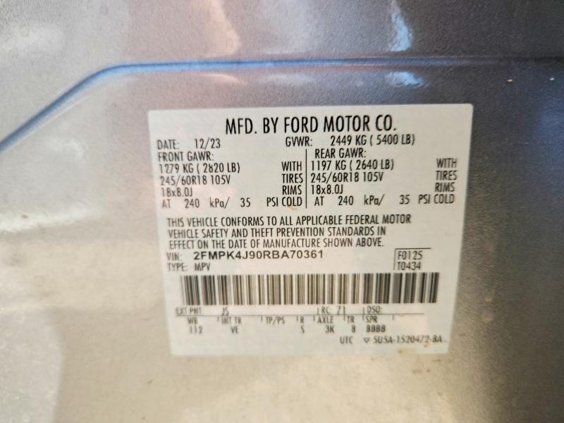 Aukcja sprzedaży 2024 Ford Edge, vin: 2FMPK4J90RBA70361, numer aukcji: 50558216