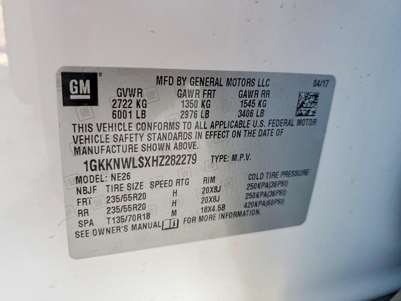 Продажа на аукционе авто 2017 Gmc Acadia, vin: 1GKKNWLSXHZ282279, номер лота: 48936256