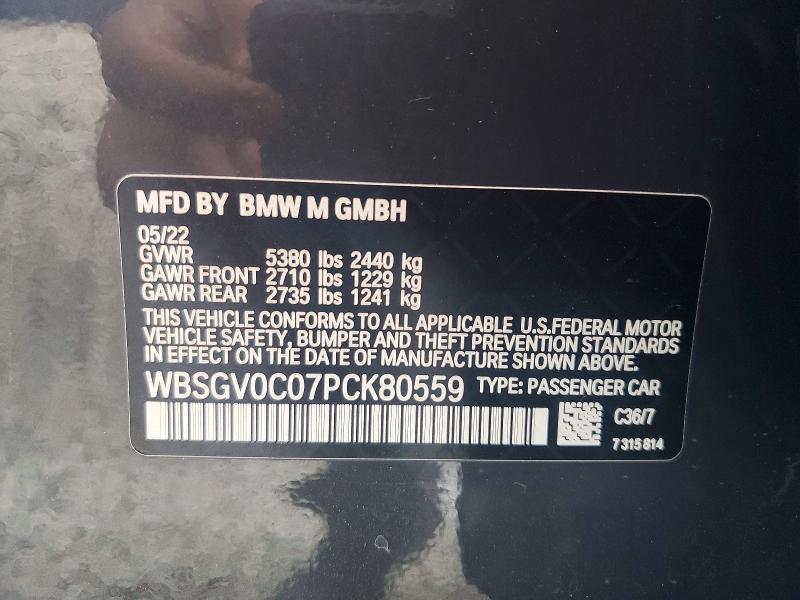 2023 Bmw M8 მანქანა იყიდება აუქციონზე, vin: WBSGV0C07PCK80559, აუქციონის ნომერი: 49975706