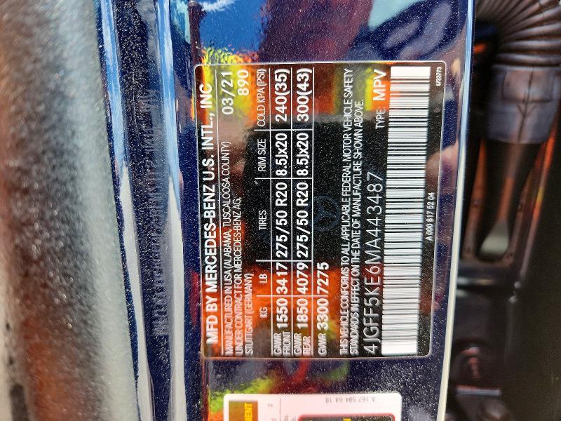 Aukcja sprzedaży 2021 Mercedes-benz Gls, vin: 4JGFF5KE6MA443487, numer aukcji: 50521276