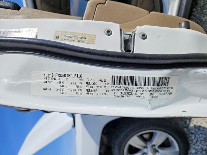 2012 Jeep Compass მანქანა იყიდება აუქციონზე, vin: 1C4NJCEB2CD634339, აუქციონის ნომერი: 51644316