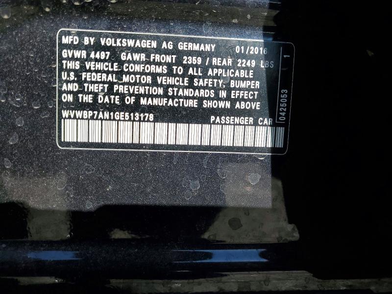 Auction sale of the 2016 Volkswagen Cc, vin: WVWBP7AN1GE513178, lot number: 48720036