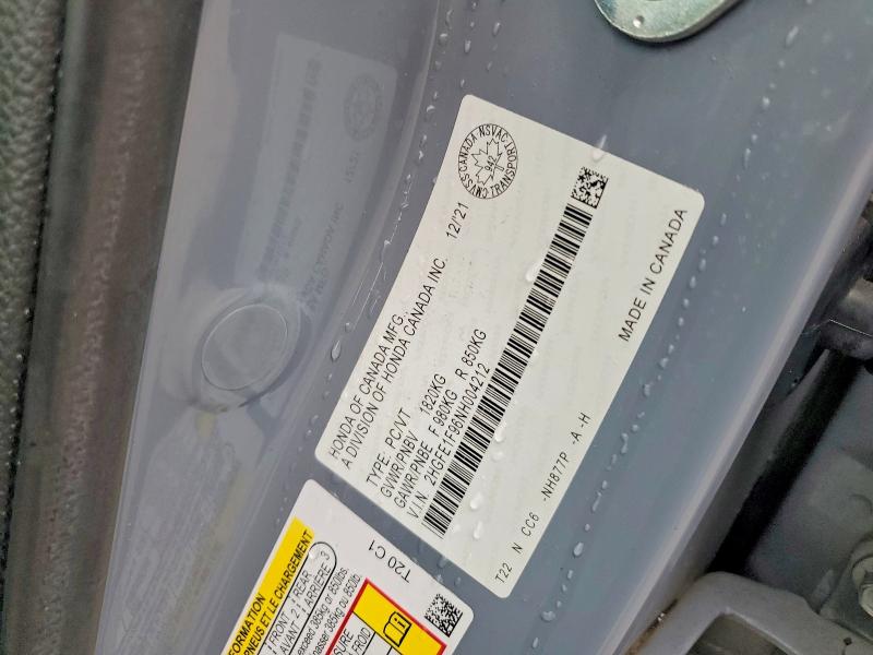 48589516 :رقم المزاد ، 2HGFE1F96NH004212 vin ، 2022 Honda Civic مزاد بيع