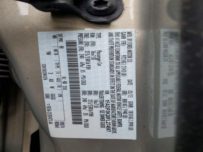 2015 Ford Focus მანქანა იყიდება აუქციონზე, vin: 1FADP3K28FL274587, აუქციონის ნომერი: 49387816