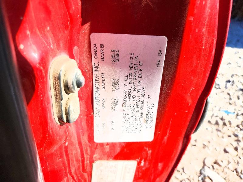 50955916 :رقم المزاد ، 2C1MR2262V6717127 vin ، 1997 Geo Metro مزاد بيع