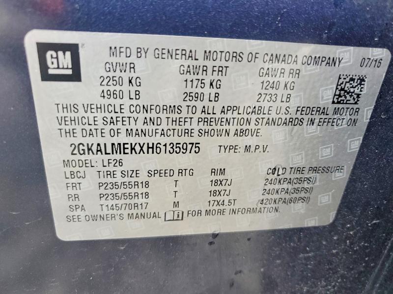 Продажа на аукционе авто 2017 Gmc Terrain, vin: 2GKALMEKXH6135975, номер лота: 49493596