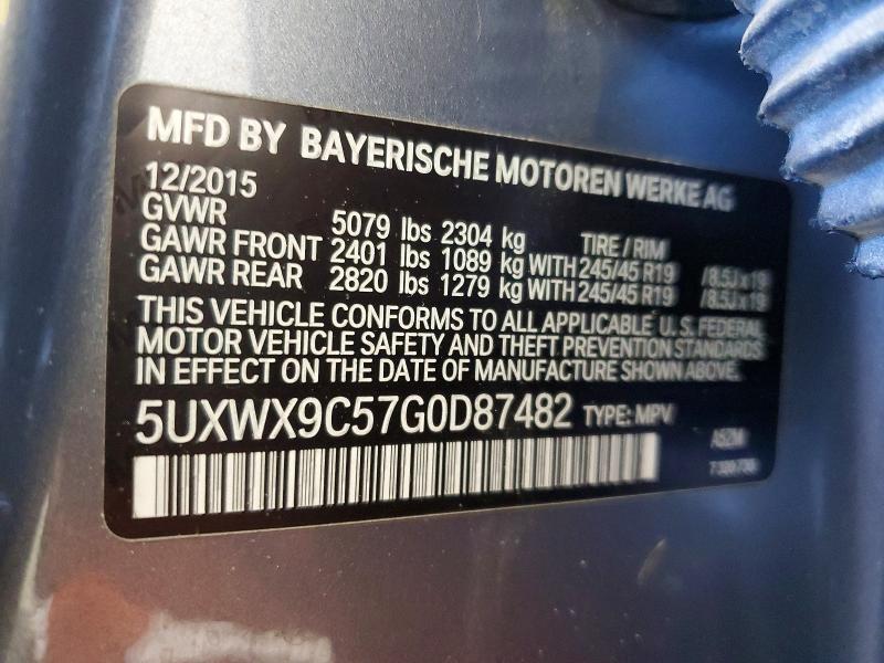 2016 Bmw X3 მანქანა იყიდება აუქციონზე, vin: 5UXWX9C57G0D87482, აუქციონის ნომერი: 50758216