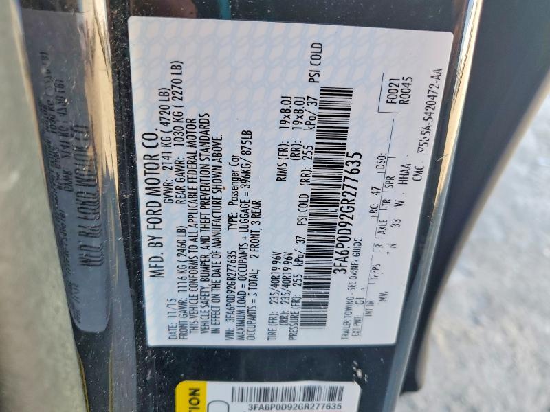 Продаж на аукціоні авто 2016 Ford Fusion, vin: 3FA6P0D92GR277635, номер лоту: 51764826