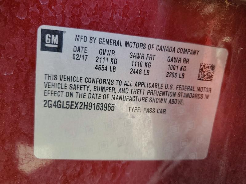 Продаж на аукціоні авто 2017 Buick Regal, vin: 2G4GL5EX2H9163965, номер лоту: 50641576