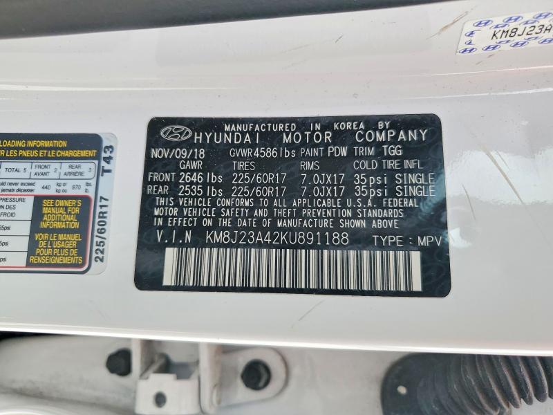 2019 Hyundai Tucson მანქანა იყიდება აუქციონზე, vin: KM8J23A42KU891188, აუქციონის ნომერი: 50657906