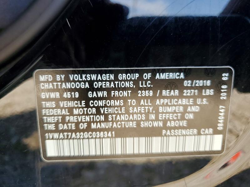Aukcja sprzedaży 2016 Volkswagen Passat, vin: 1VWAT7A32GC036341, numer aukcji: 50799186
