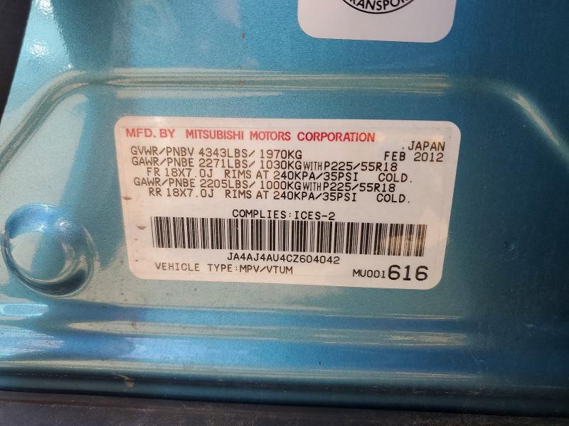 Aukcja sprzedaży 2012 Mitsubishi Rvr, vin: JA4AJ4AU4CZ604042, numer aukcji: 50065886