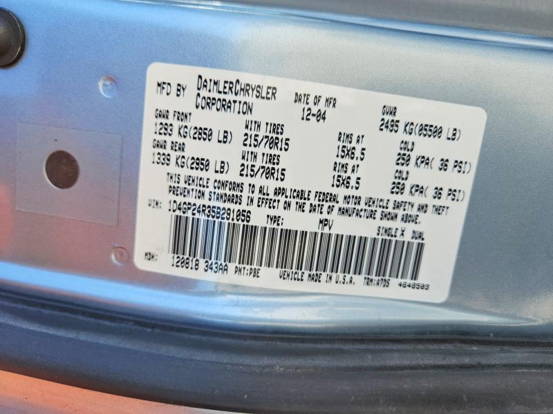 Продажа на аукционе авто 2005 Dodge Grand Caravan, vin: 1D4GP24R35B291056, номер лота: 48936476