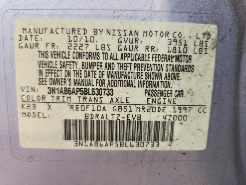 Продаж на аукціоні авто 2011 Nissan Sentra, vin: 3N1AB6AP5BL630733, номер лоту: 50389476