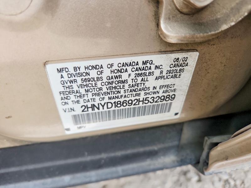 2002 Acura Mdx მანქანა იყიდება აუქციონზე, vin: 2HNYD18692H532989, აუქციონის ნომერი: 48718016