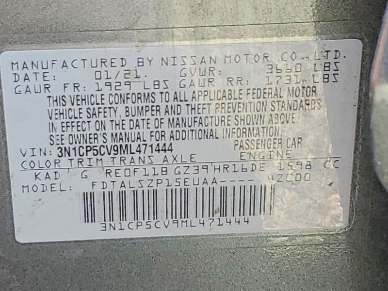 49680926 :رقم المزاد ، 3N1CP5CV9ML471444 vin ، 2021 Nissan Kicks مزاد بيع