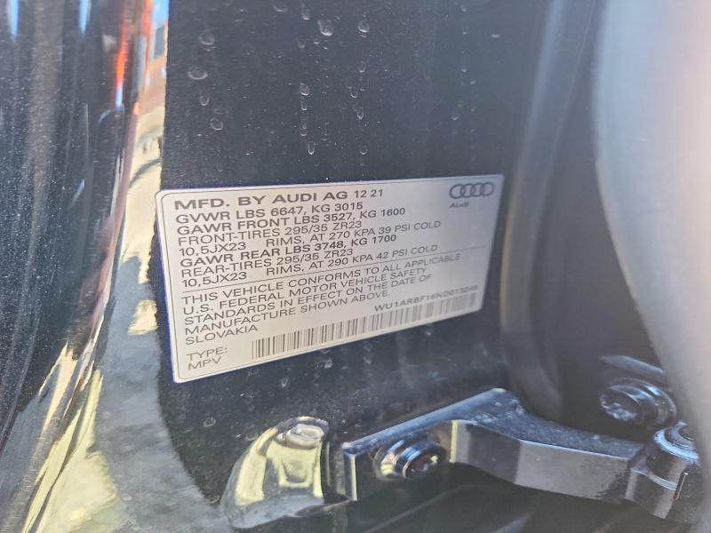 Aukcja sprzedaży 2022 Audi Rs Q8, vin: WU1ARBF16ND013246, numer aukcji: 48339096