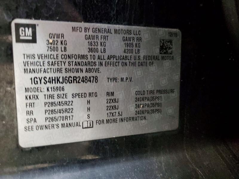 Aukcja sprzedaży 2016 Cadillac Escalade, vin: 1GYS4HKJ6GR248478, numer aukcji: 49260976