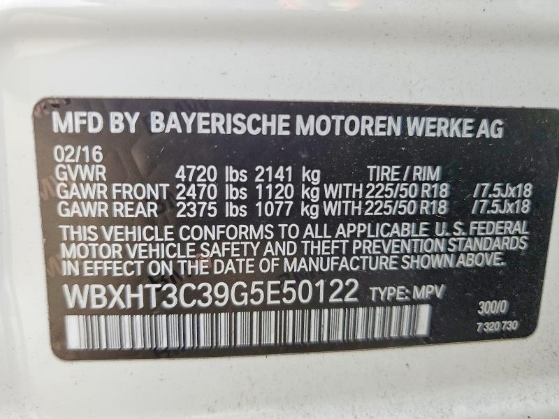 50451216 :رقم المزاد ، WBXHT3C39G5E50122 vin ، 2016 Bmw X1 مزاد بيع