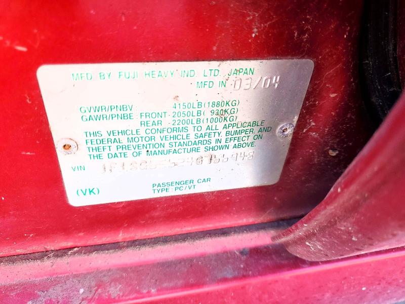 Продаж на аукціоні авто 2004 Subaru Forester, vin: JF1SG65624G766948, номер лоту: 48902826