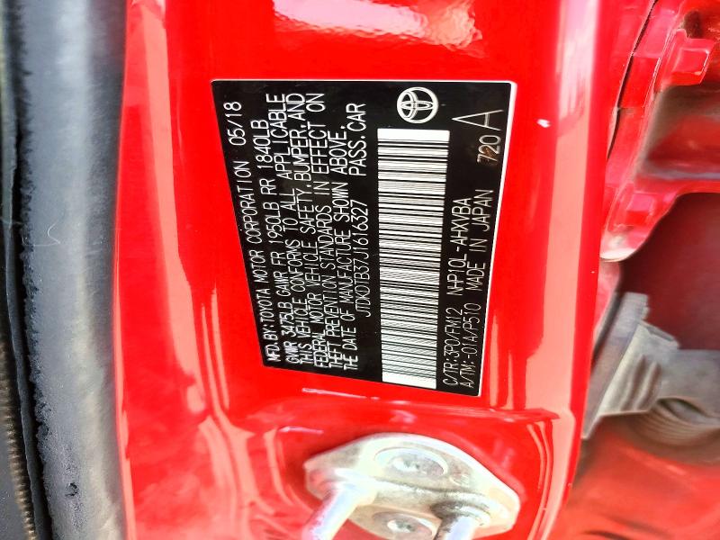 2018 Toyota Prius მანქანა იყიდება აუქციონზე, vin: JTDKDTB37J1616327, აუქციონის ნომერი: 48941736