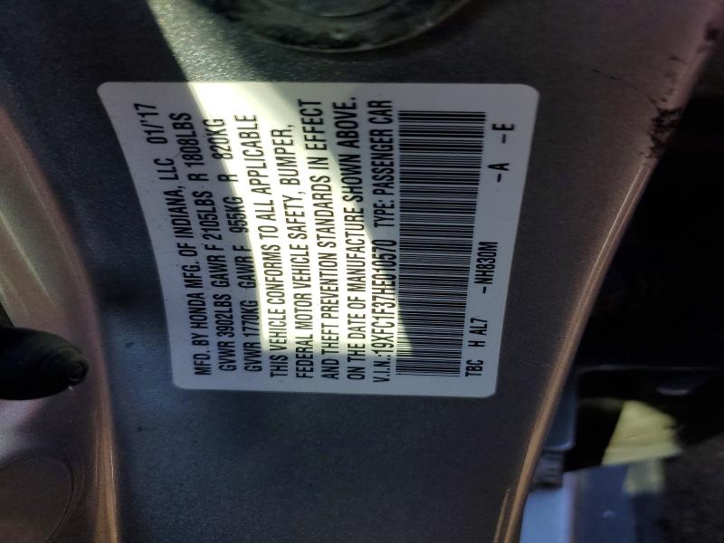 Aukcja sprzedaży 2017 Honda Civic, vin: 19XFC1F37HE010570, numer aukcji: 48795146