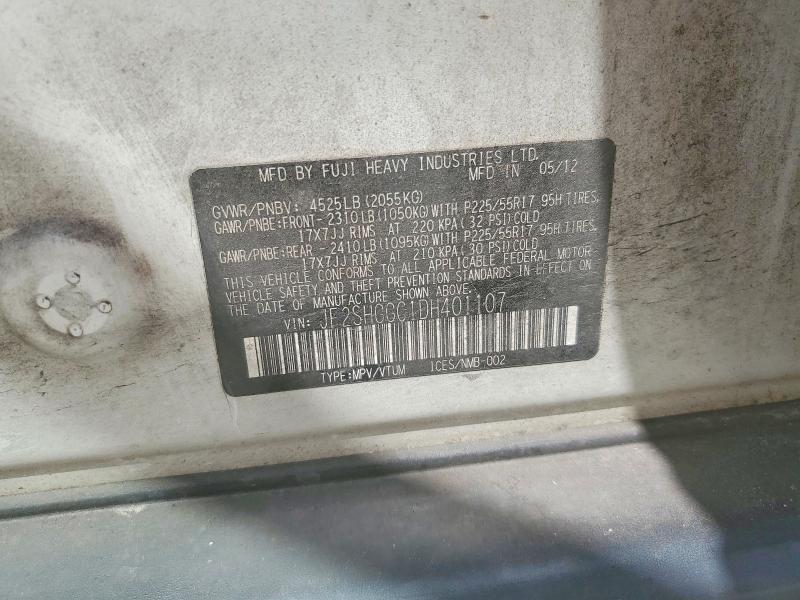 50580246 :رقم المزاد ، JF2SHGGC1DH401107 vin ، 2013 Subaru Forester مزاد بيع