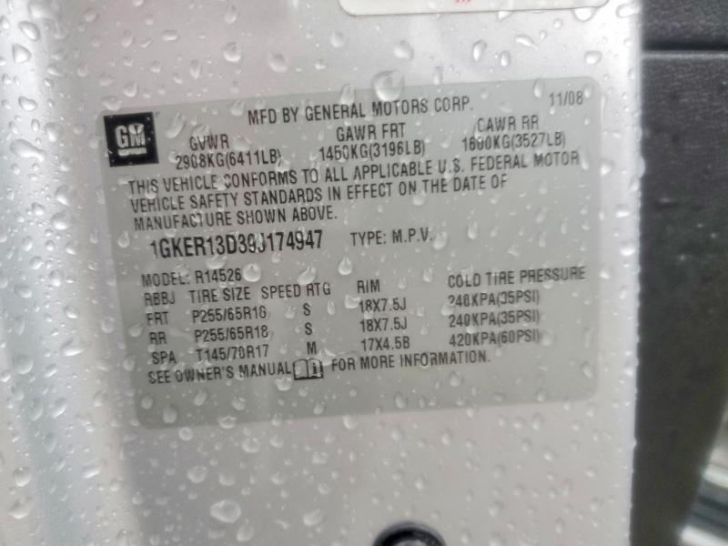 48396256 :رقم المزاد ، 1GKER13D39J174947 vin ، 2009 Gmc Acadia مزاد بيع