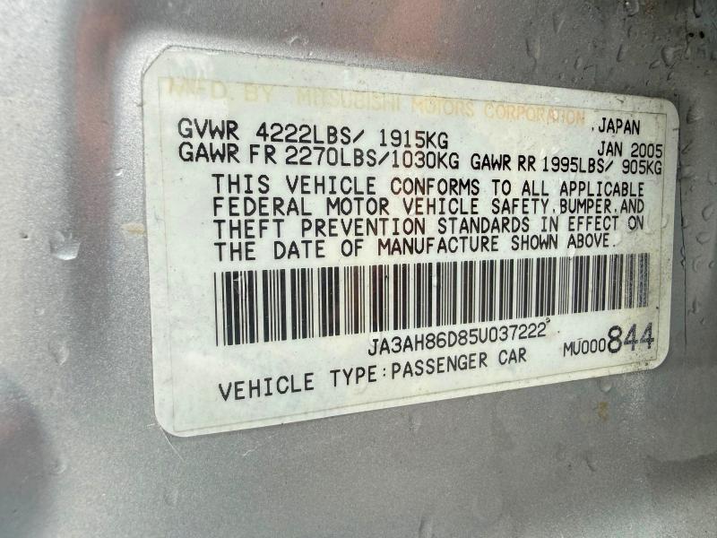 Aukcja sprzedaży 2005 Mitsubishi Lancer, vin: JA3AH86D85U037222, numer aukcji: 51715916