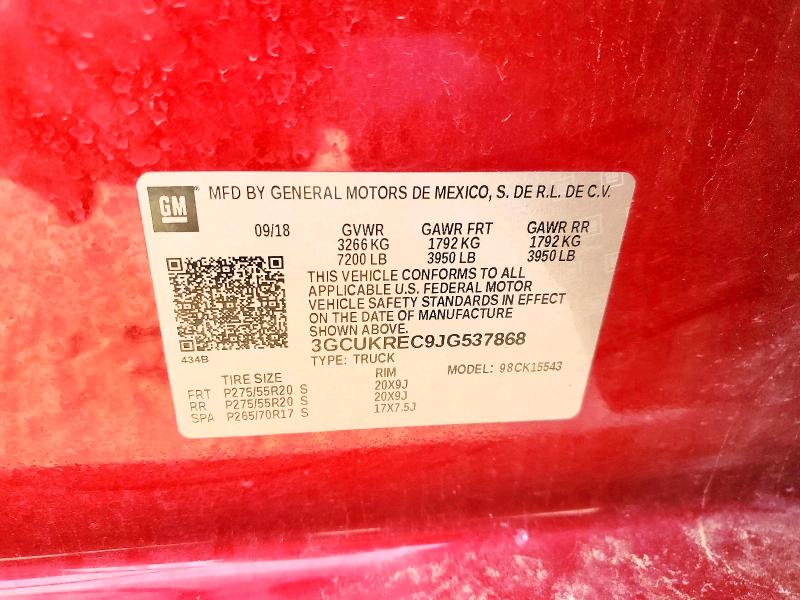 Продажа на аукционе авто 2018 Chevrolet Silverado, vin: 3GCUKREC9JG537868, номер лота: 48823946