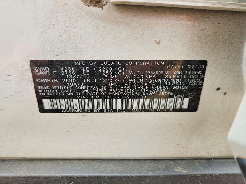 Продажа на аукционе авто 2023 Subaru Outback, vin: 4S4BTAPC7P3213330, номер лота: 49911806