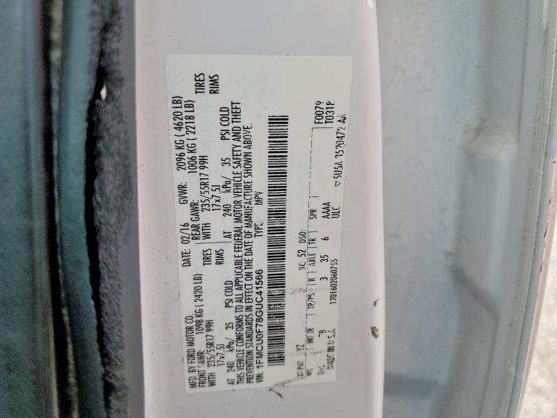 Aukcja sprzedaży 2016 Ford Escape, vin: 1FMCU0F78GUC41566, numer aukcji: 49782256