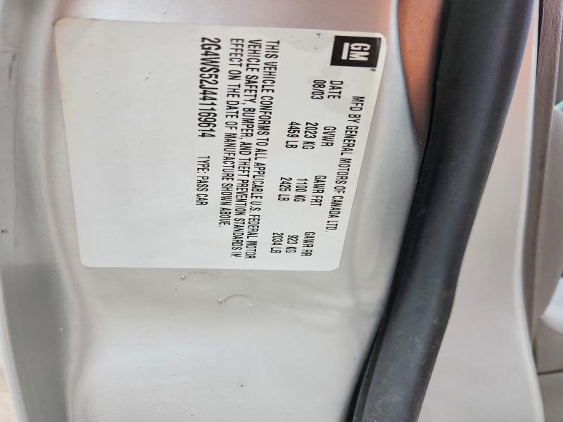50670016 :رقم المزاد ، 2G4WS52J441169614 vin ، 2004 Buick Century مزاد بيع