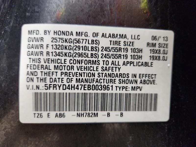 2014 Acura Mdx მანქანა იყიდება აუქციონზე, vin: 5FRYD4H47EB003961, აუქციონის ნომერი: 50929016