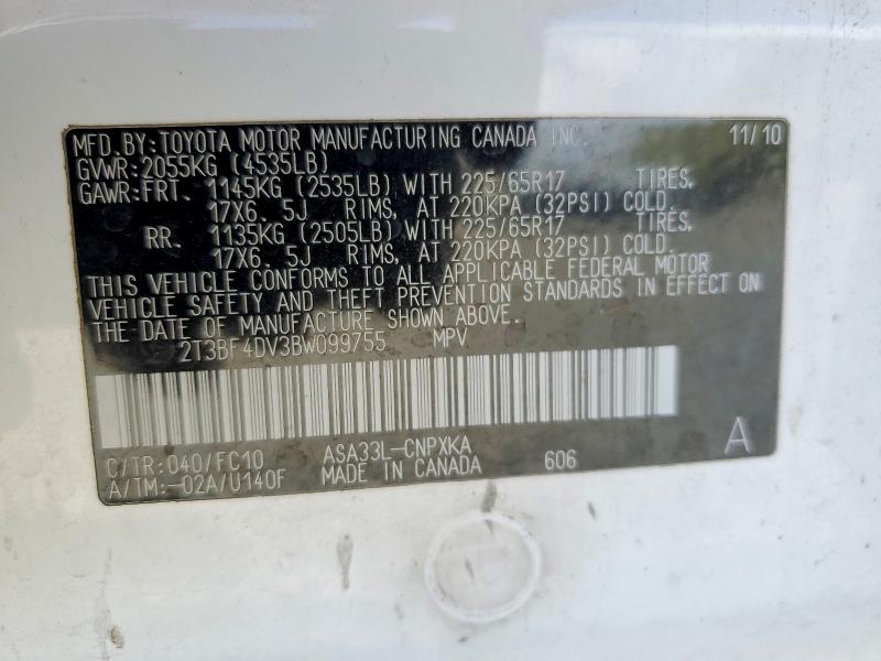 Продажа на аукционе авто 2011 Toyota Rav4, vin: 2T3BF4DV3BW099755, номер лота: 48344826
