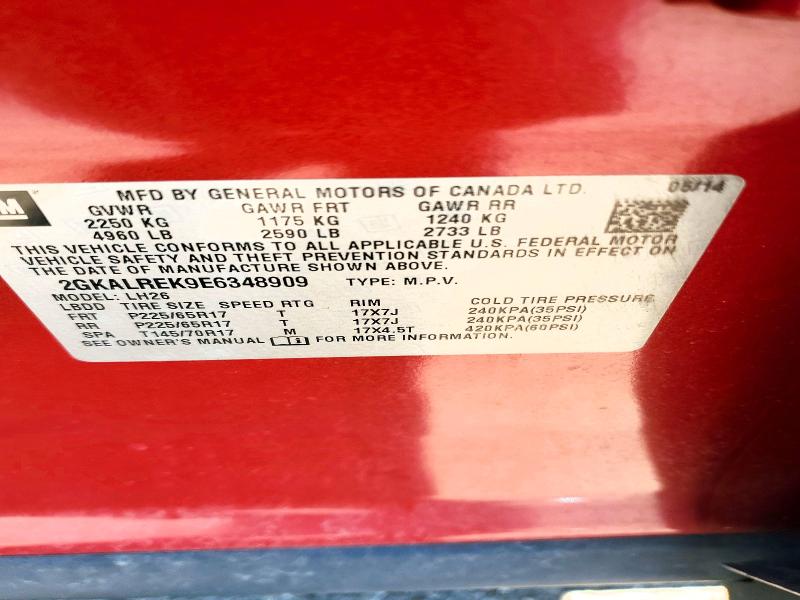 Aukcja sprzedaży 2014 Gmc Terrain, vin: 2GKALREK9E6348909, numer aukcji: 49077456